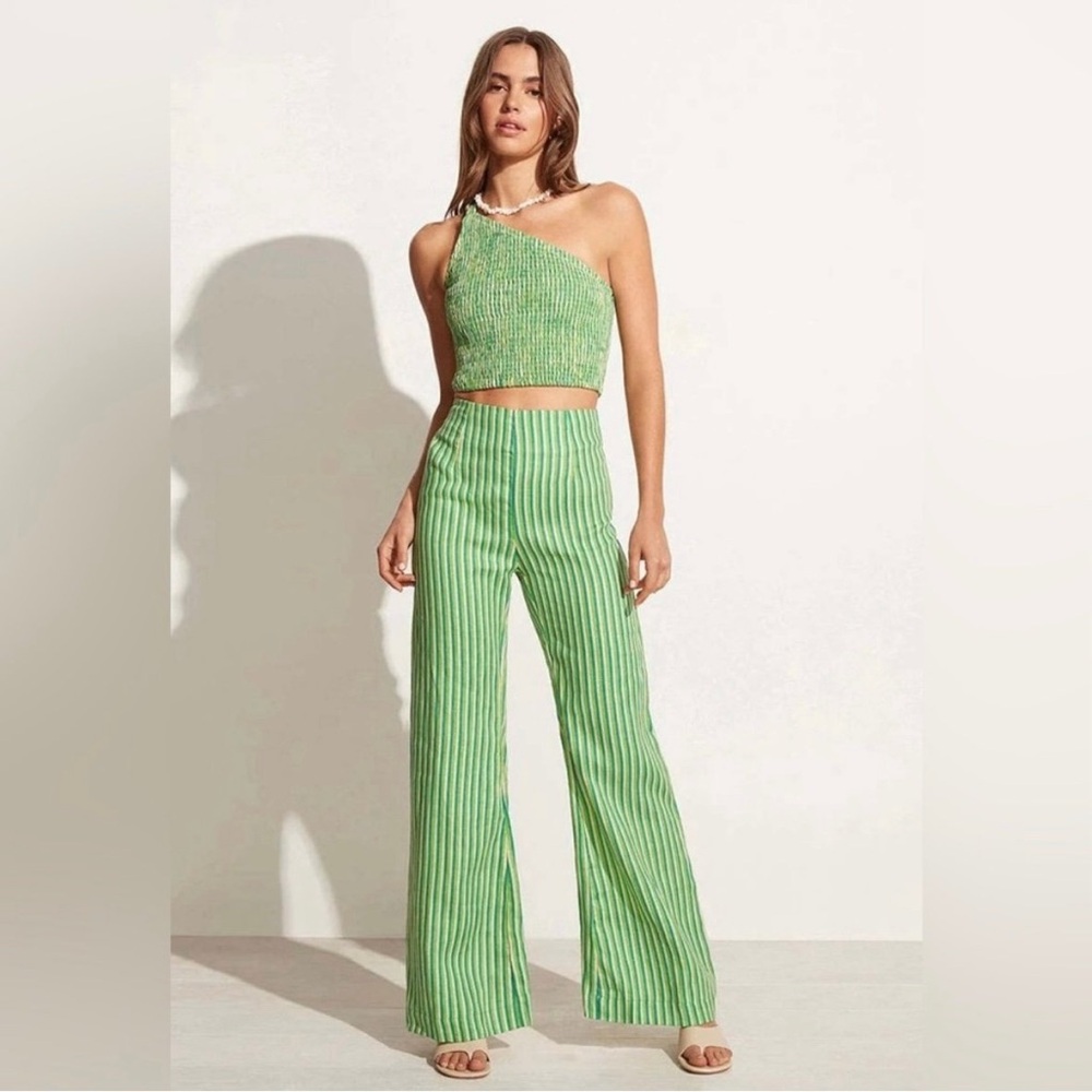 Faithfull the Brand Green Striped Linen Set